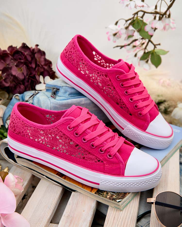 Callista Fuchsia damesko - lett stoff, flat såle 2,5 cm