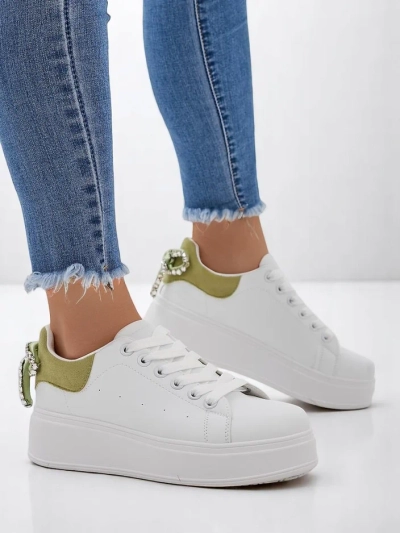 Royalfashion Women's platform sneakers with Ribbon Bow