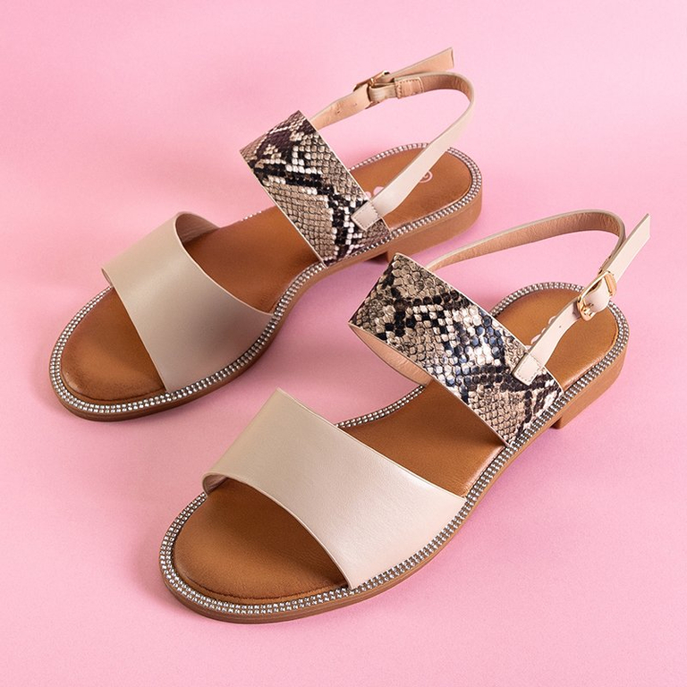 Beige snake women's sandals Venilia - Footwear