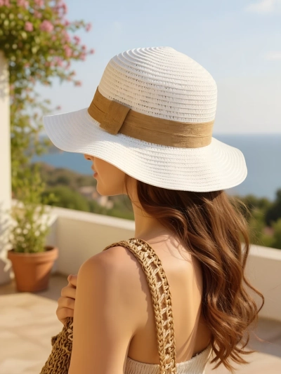 Royalfashion Sieviešu salmu cepure ar lentīti Whisper