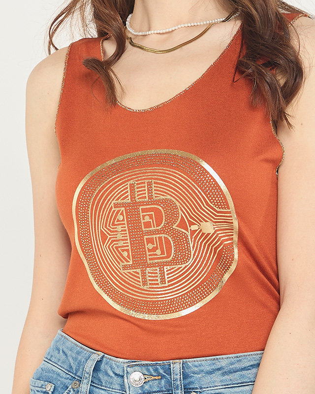 Ladies' top with golden camel print - Clothing