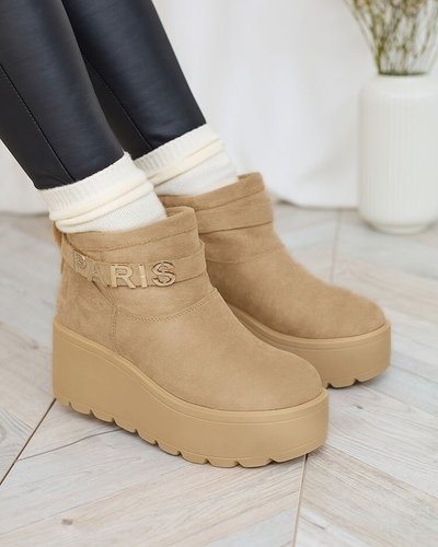 Royalfashion Beige women's shoes a'la snow boots with ornament Parisela