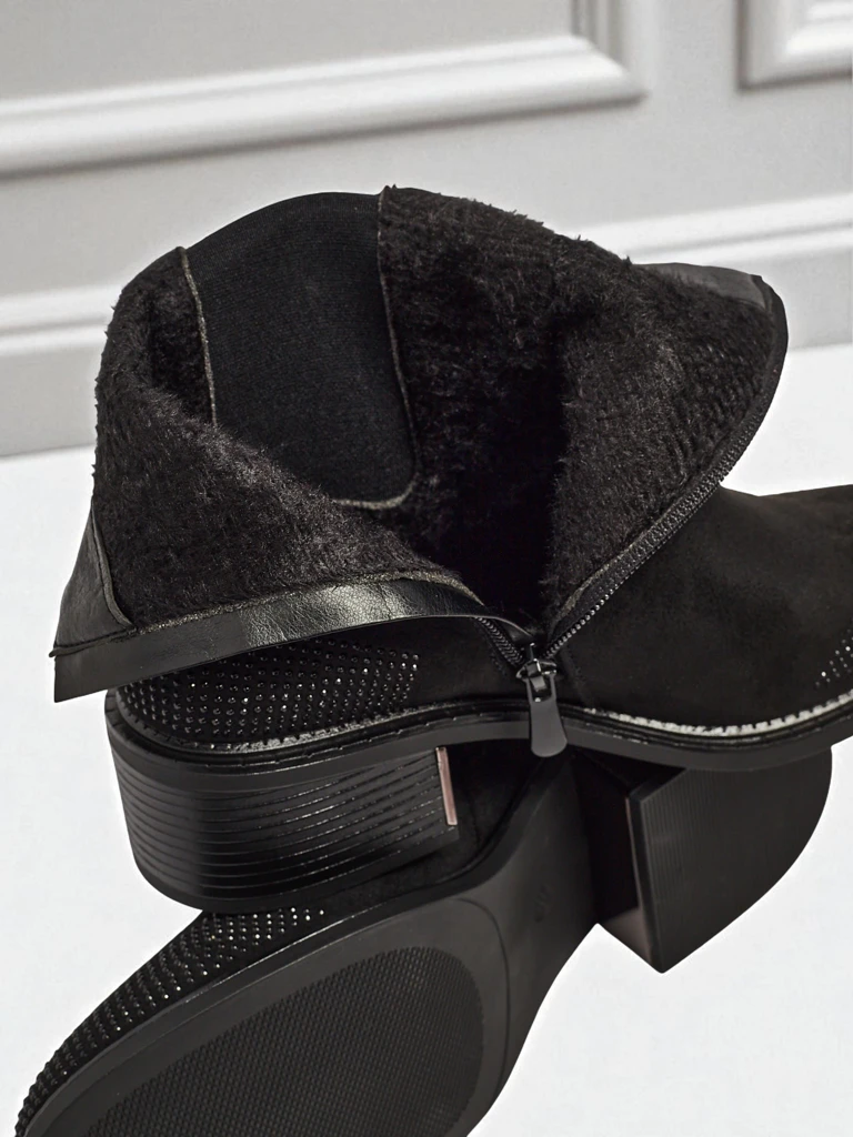 Ботильоны женские из эко-замши, украшенные цирконами TangleMist