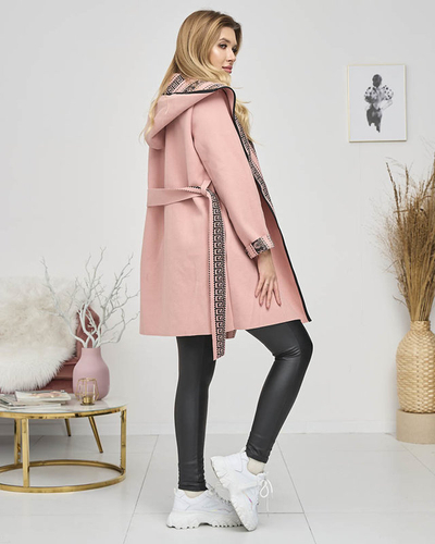 Rozā sieviešu gultas pārklājs a'la mētelis ar rotājumu - Apģērbs