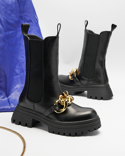 Женские сапоги с цепочкой черного цвета Evves- Footwear