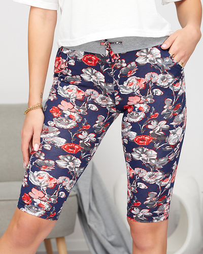 Royalfashion Женские узорчатые шорты 3/4 темно-синего и красного цветов PLUS SIZE