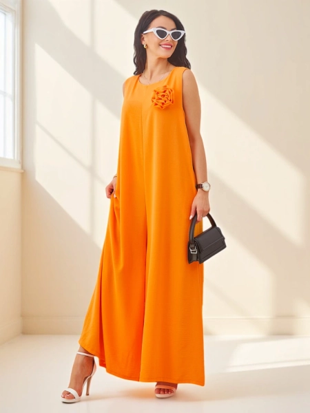 Callisto Orange Jumpsuit – Modern Viscose Elegance for Summer