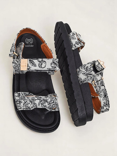 Royal Fashion Women's Sandals with Aloe Print