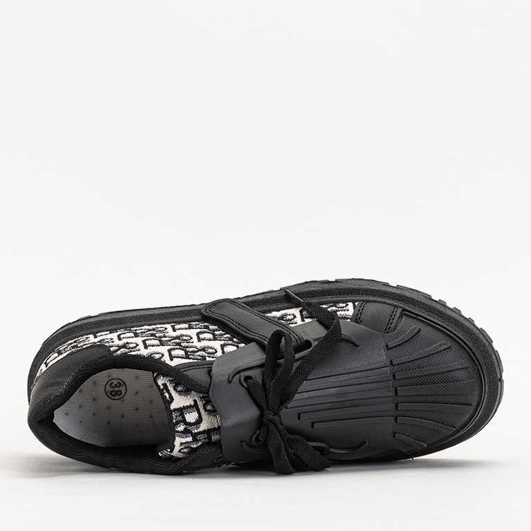 Black sports women's sneakers with Ibibis print - Footwear