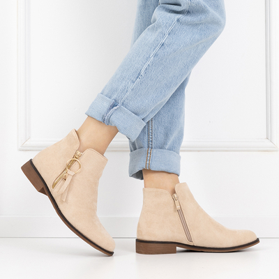 Boots of eco suede beige Eksa - Footwear