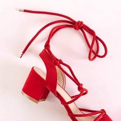 Red women's sandals with awrora binding - shoes