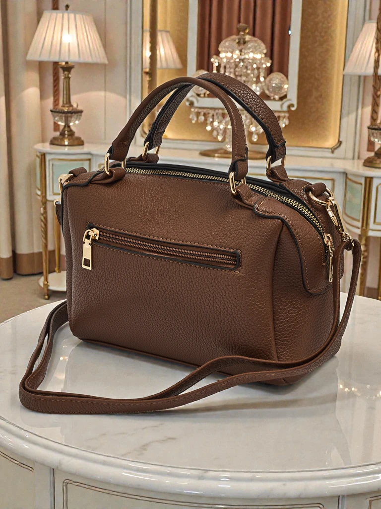 Flora Dark Brown Leather Elegant Handbag