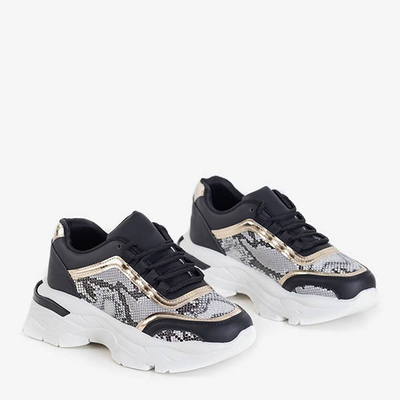 Black women's sports shoes with embossing a'la snake skin Botar - Footwear