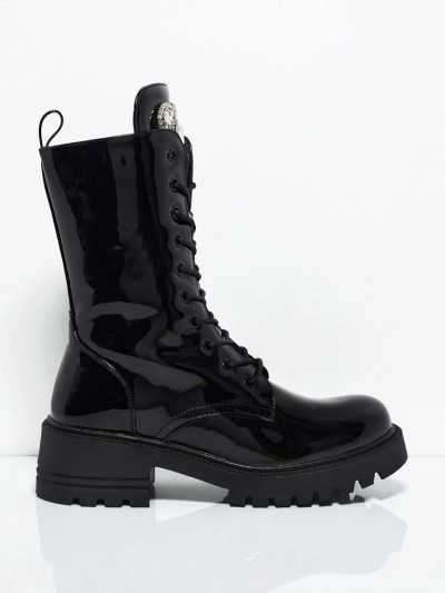 Lakierowane sznurowane botki damskie Emelune