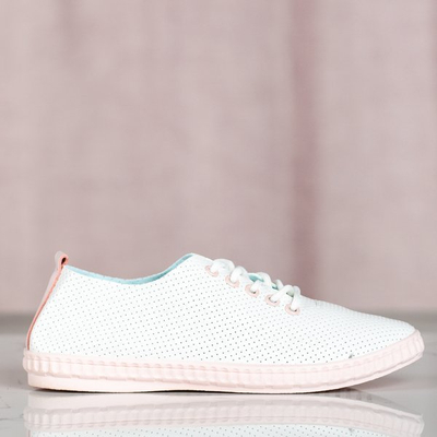 White sneakers with pink Mika inserts - Footwear