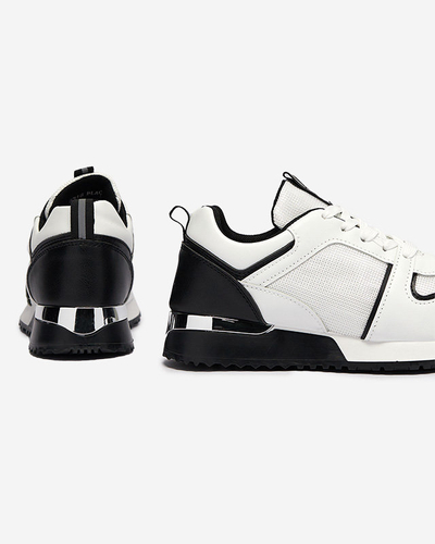 Balti sieviešu sporta apavi ar melniem Rubīna ieliktņiem - Apavi