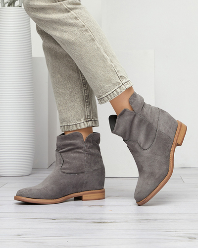 Gray cowboy boots on a covered wedge Terband - Footwear