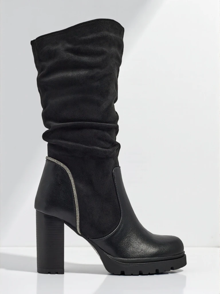 Women's Eco Suede Ankle Boots with a Gathered Upper Elyndra