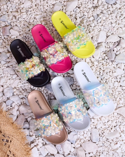 Royalfashion Black women's decorated Maurelle flip-flops