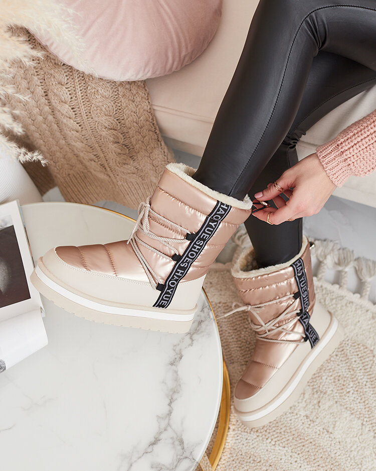 Royalfashion Rozā un smilškrāsas krāsas Gepanden sieviešu sniega zābaki