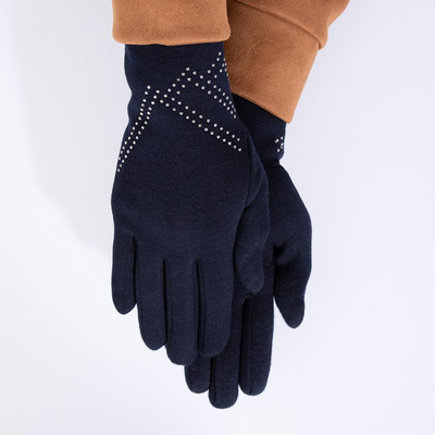 Ladies 'navy blue gloves with decorative sequins - Accessories