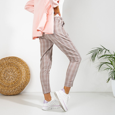 Brown ladies 7/8 checkered trousers - Clothing