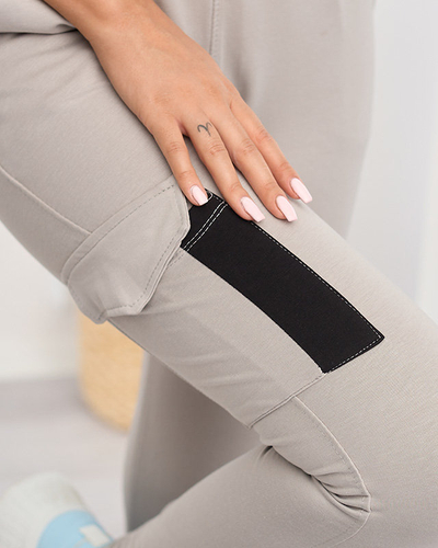 Women's Gray Cotton Sweatpants - Clothing