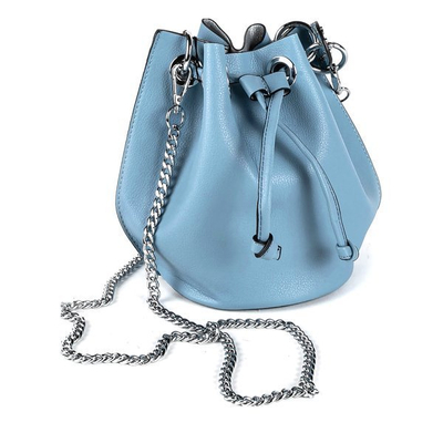 Niebieska torebka na ramię ze srebrnymi dżetami - Torebki