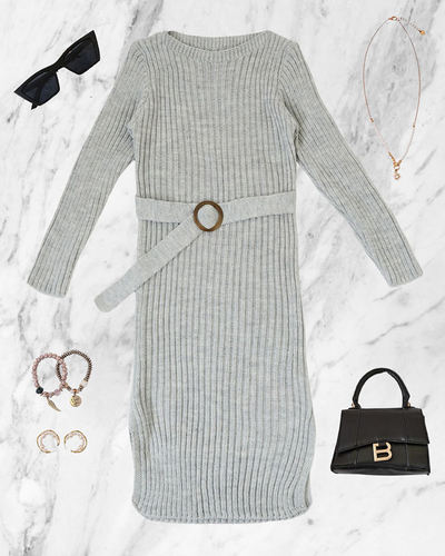 Royalfashion Gray women's sweater dress