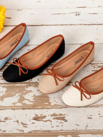 Royalfashion sieviešu baleta kurpes ar mirdzumu un loku Aramie