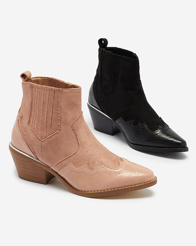 Black cowboy boots on a low post Zirras- Footwear