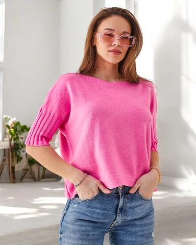 Royalfashion Sieviešu viskozes džemperis ar īsām piedurknēm