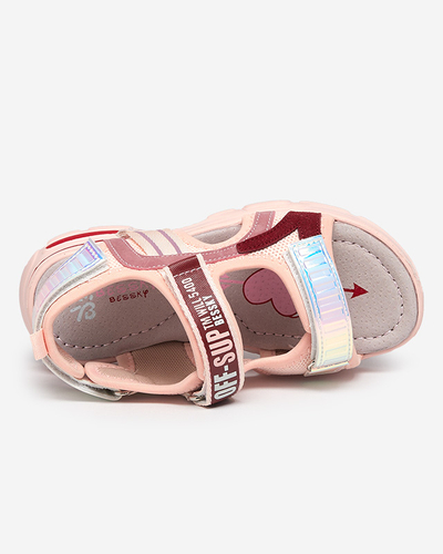 Pink girls' sandals with holographic inserts from Heilol - Footwear