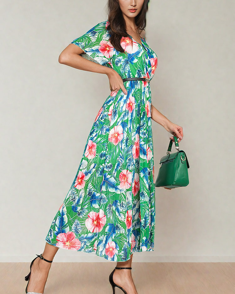 Royalfashion Женское плиссированное цветочное платье-миди