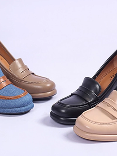 Женские джинсовые мокасины на толстом каблуке Jozenas