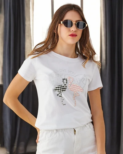 Royalfashion Women's Cotton T-Shirt Flaming Love