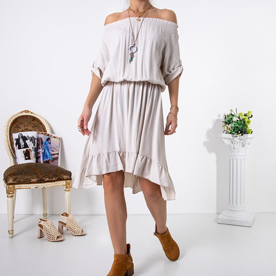 Women's beige asymmetrical dress a'la spanish - Clothing
