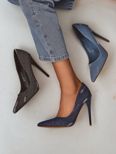 Royal Fashion Women's Denim Chic Stiletto Pumps