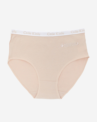 Beige women's cotton panties with stripes - Underwear