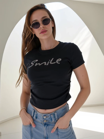 Royalfashion Women's cotton blouse with the inscription