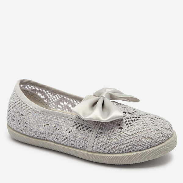 Meiteņu pelēkas slip on kedas ar loku Sweet Time - Apavi