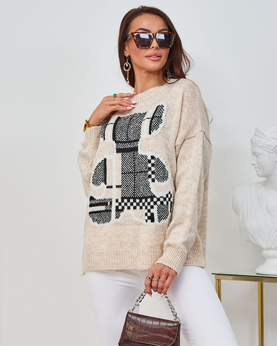 Royalfashion Beige Women's Teddy Bear Sweater