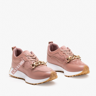 Pink women's sports shoes with a gold chain Nerika - Footwear
