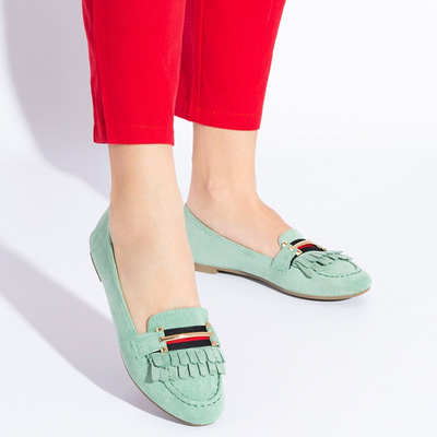 Green women's moccasins with tassels Morisa - Footwear