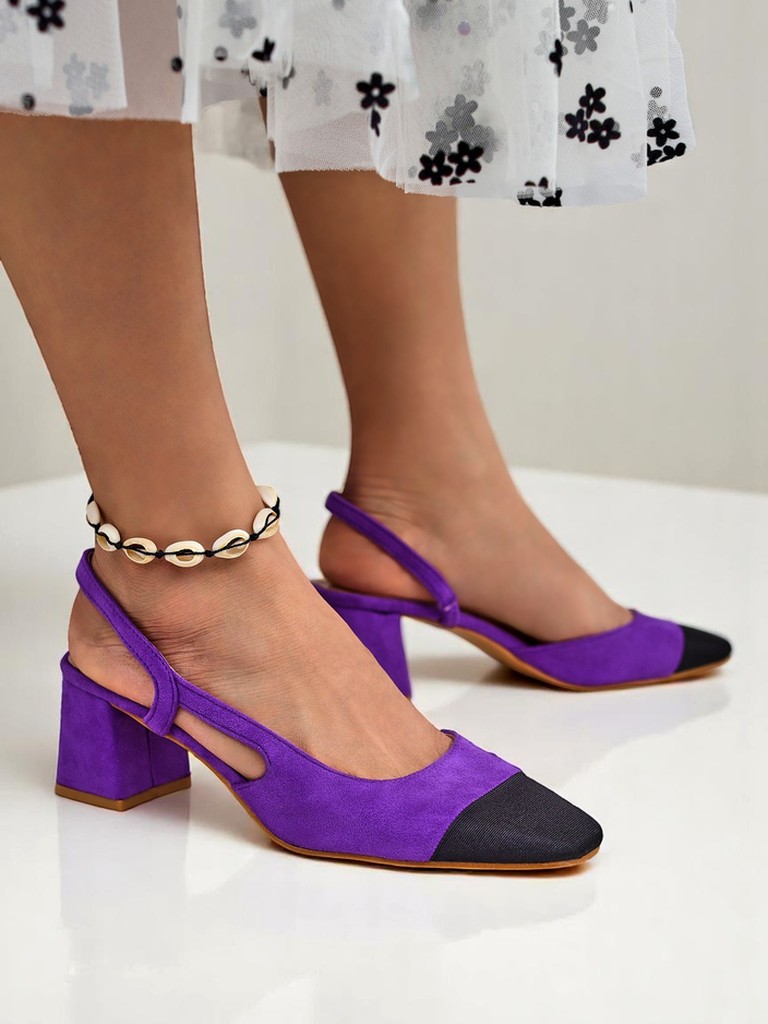 Royalfashion Women's Low Heel Pumps with Decorative Toe Eleganzo