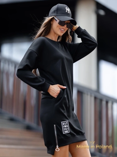 Gravity Core Sweatshirt Dress with Side Zipper