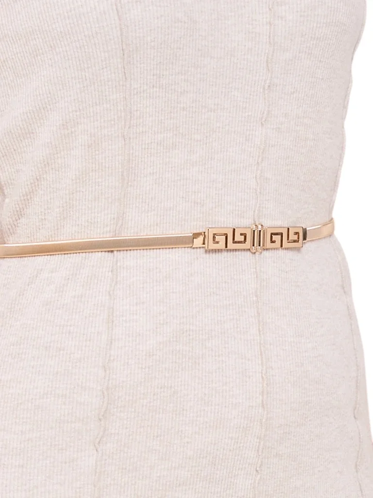 Golden metal women's belt Minerva Elegante with Greek motif, 64-100 cm