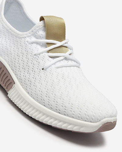 Balti sieviešu sporta apavi ar brūniem ielaidumiem Kedeti - Apavi