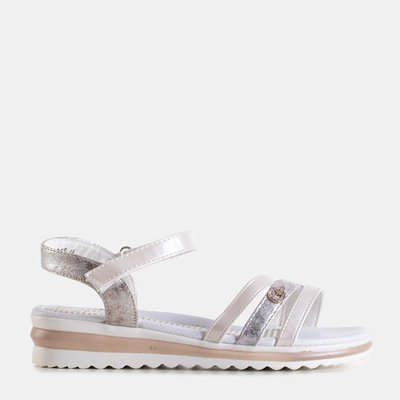 Beige children's sandals with Velcro Pinka - Footwear
