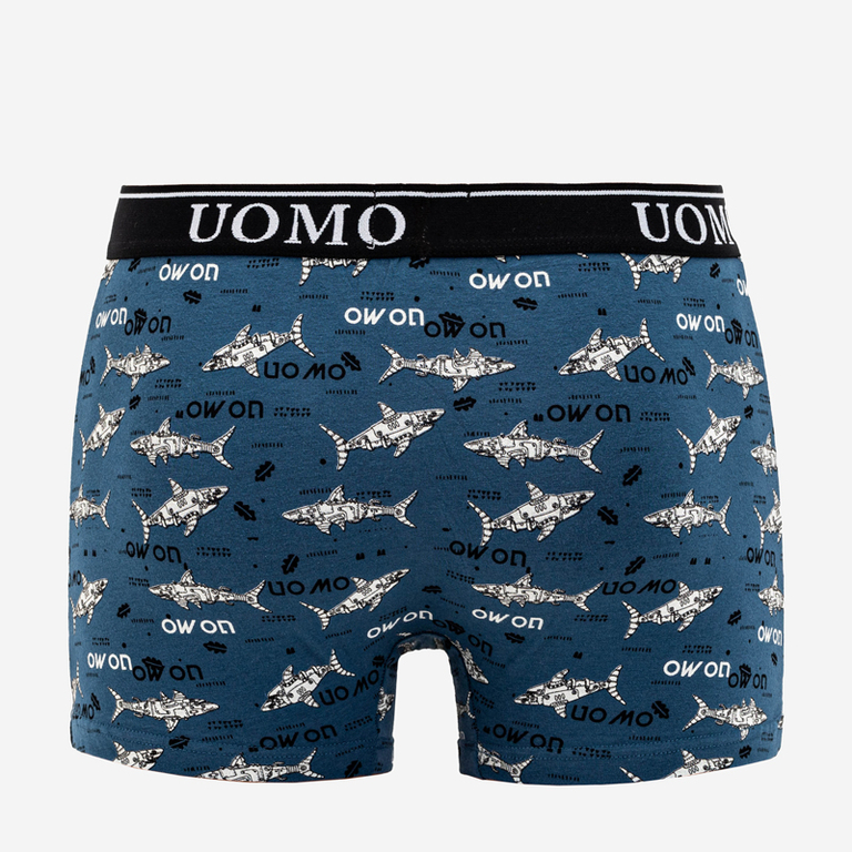 Men's dark blue boxer shorts with print - Underwear